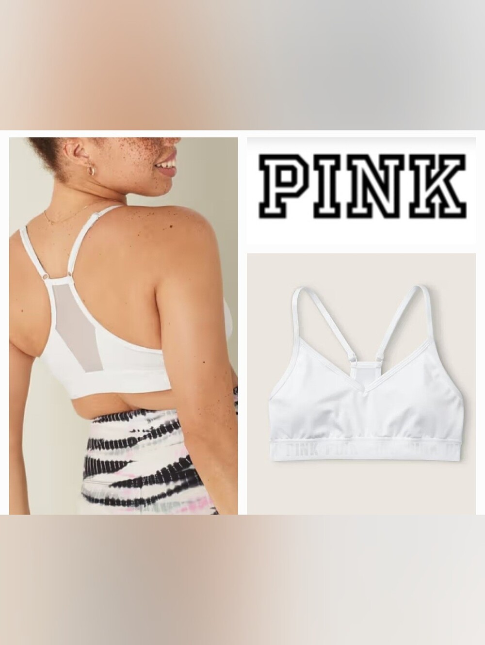 Victoria's Secret PINK Ultimate Lightly Lined Sports Bra Logo Band Sz M